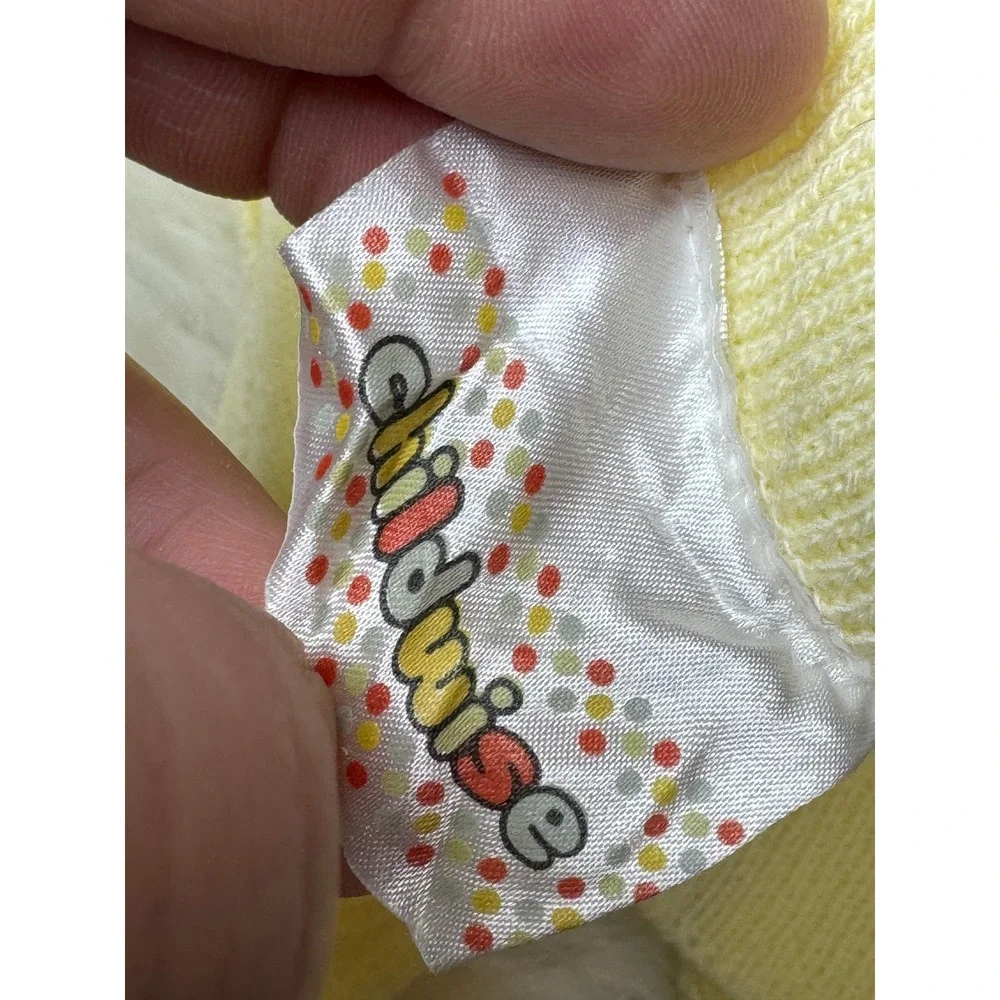 1980's Baby Yellow Knit Cardigan Sweater Teddy Bear Size Newborn to 9 Months‎